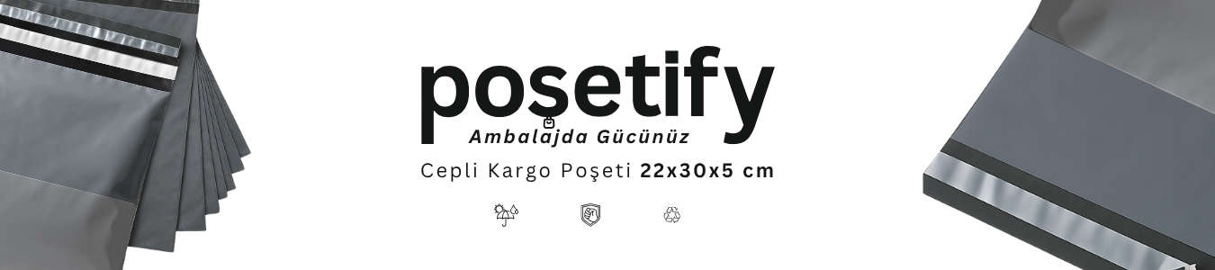 Cepli Kargo Poşeti 22x30x5 cm | Gri | Yapışkan Bantlı | 80 Mikron
