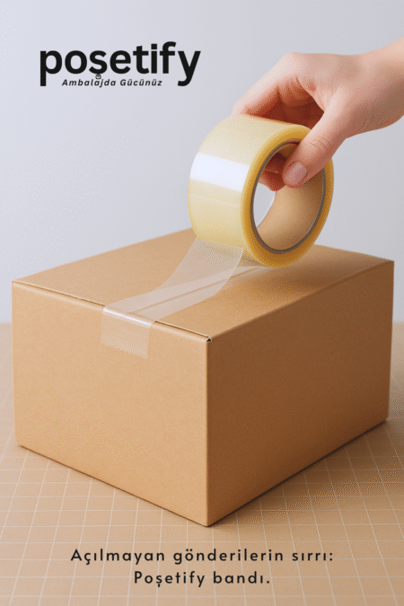 Poşetify 45mm x 100 Metre Koli Bandı | Güçlü Yapışkanlı Şeffaf Paketleme Bandı
