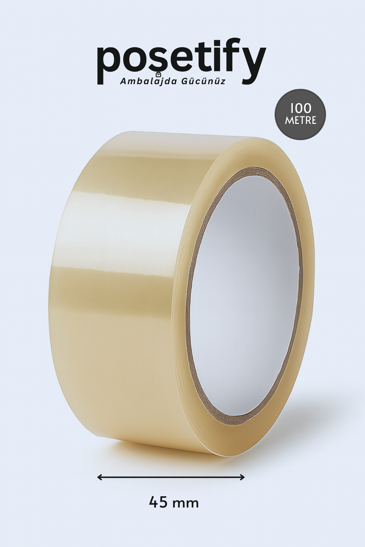 Poşetify 45mm x 100 Metre Koli Bandı | Güçlü Yapışkanlı Şeffaf Paketleme Bandı