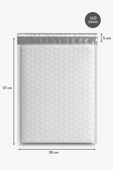 Poşetify Balonlu Beyaz Kargo Poşeti 30x37+5 cm | Bantlı Patpatlı Kargo Poşeti | Beyaz E-Ticaret Poşeti