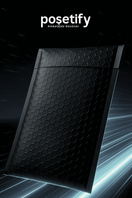 Poşetify Balonlu Siyah Kargo Poşeti 25x30+5 cm | 140 gr Bantlı Patpatlı Kargo Poşeti | Siyah E-Ticaret Poşeti