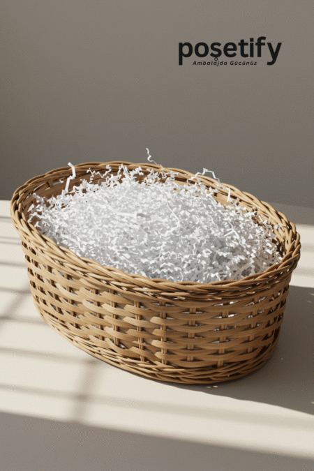 Poşetify Premium Kırpık Kâğıt Dolgu | Beyaz | Estetik Ambalaj | Koruyucu Paketleme Kâğıdı