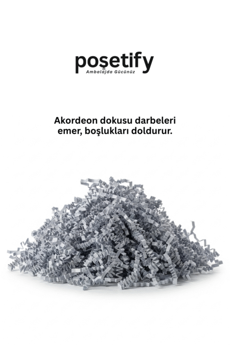 Poşetify Premium Kırpık Kâğıt Dolgu | Gri Renk | Estetik Ambalaj | Koruyucu Paketleme Kâğıdı