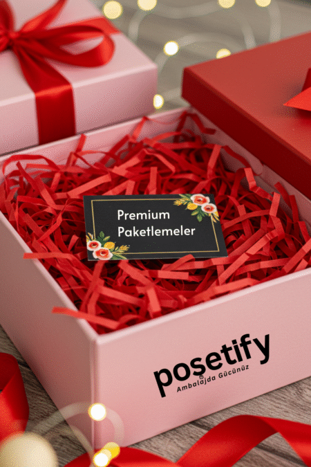 Poşetify Premium Kırpık Kâğıt Dolgu | Kırmızı Renk | Estetik Ambalaj | Koruyucu Paketleme Kâğıdı