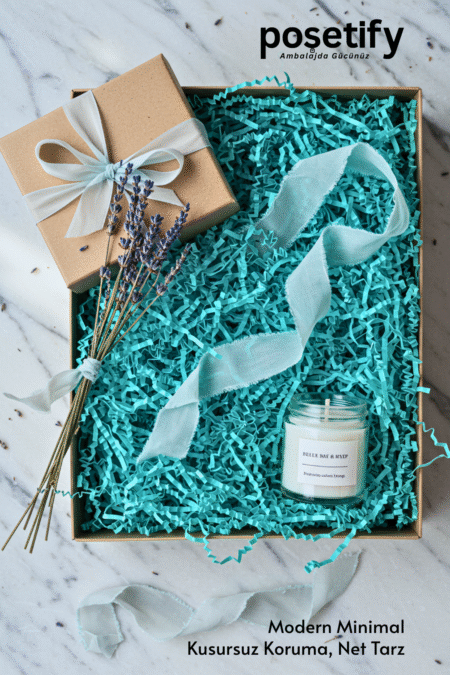 Poşetify Premium Kırpık Kâğıt Dolgu | Mavi Renk | Estetik Ambalaj | Koruyucu Paketleme Kâğıdı