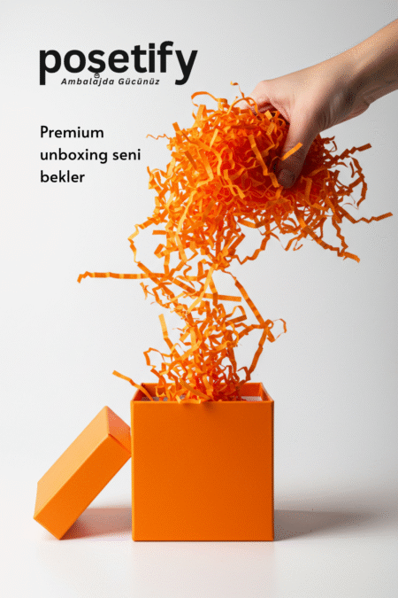 Poşetify Premium Kırpık Kâğıt Dolgu | Turuncu Renk | Estetik Ambalaj | Koruyucu Paketleme Kâğıdı