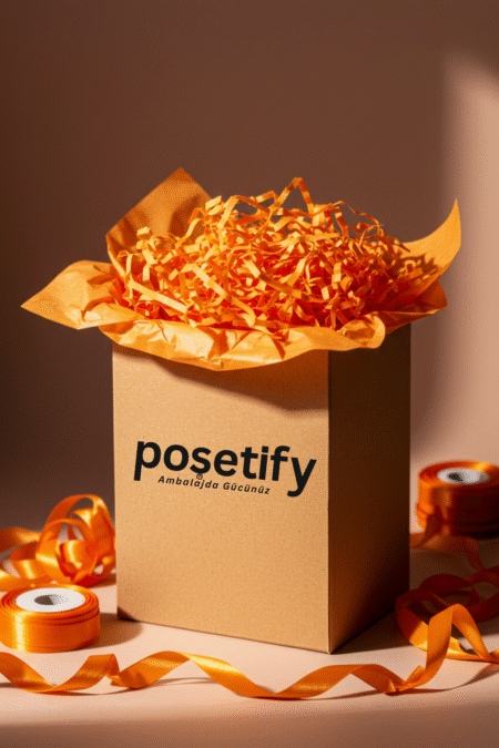 Poşetify Premium Kırpık Kâğıt Dolgu | Turuncu Renk | Estetik Ambalaj | Koruyucu Paketleme Kâğıdı