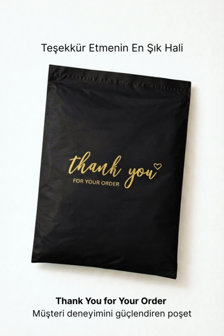 Premium Renkli Kargo Poşeti 30x38x6 cm | Yapışkan Bantlı | 100 Mikron | Siyah