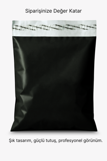 Premium Renkli Kargo Poşeti 30x38x6 cm | Yapışkan Bantlı | 100 Mikron | Siyah