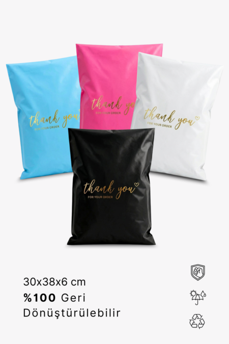 Premium Renkli Kargo Poşeti Seti 30x38x6 cm | Yapışkan Bantlı | 100 Mikron | Renk Seti | 1. Kalite
