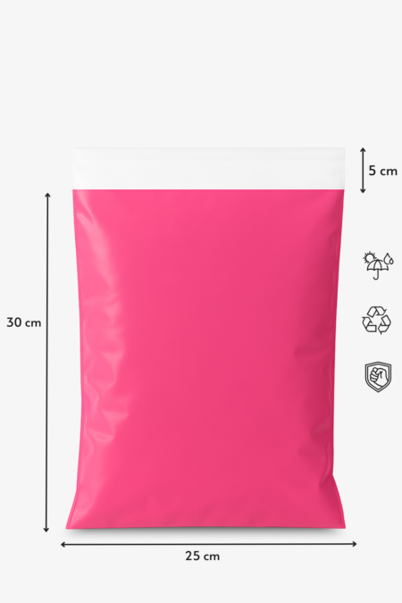 Renkli Kargo Poşeti | 25x30x5 cm | Pembe |100 Mikron | 1. Kalite