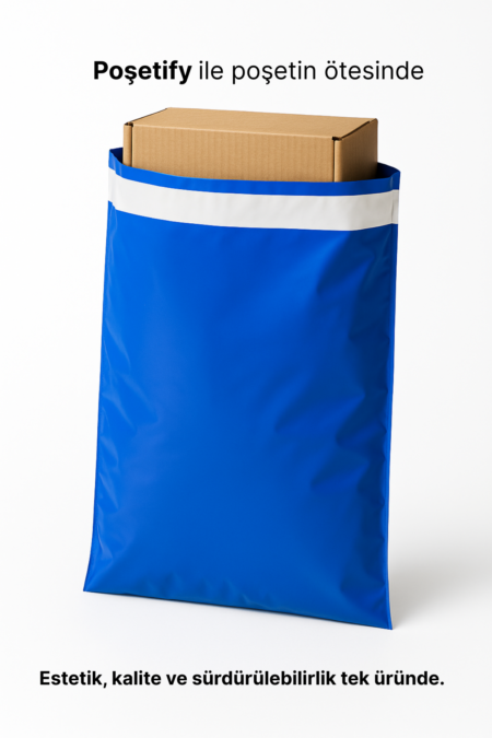 Renkli Kargo Poşeti | 25x30x5 cm | Yapışkan Bantlı | 100 Mikron | Mavi | 1. Kalite