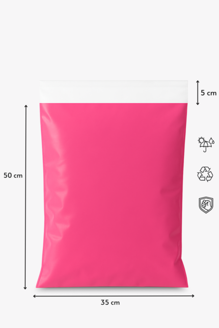 Renkli Kargo Poşeti | 35x50x5 cm | Yapışkan Bantlı | 100 Mikron | Pembe | 1. Kalite