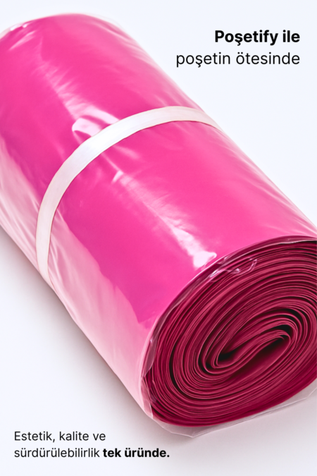 Renkli Kargo Poşeti | 35x50x5 cm | Yapışkan Bantlı | 100 Mikron | Pembe | 1. Kalite