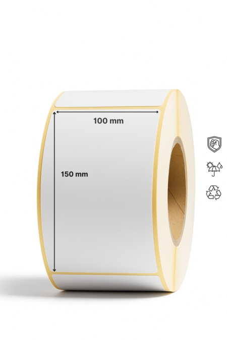 Termal Etiket 150X100 mm | 500 Sarım Yapışkanlı | Rulo Kargo Barkod Etiketi